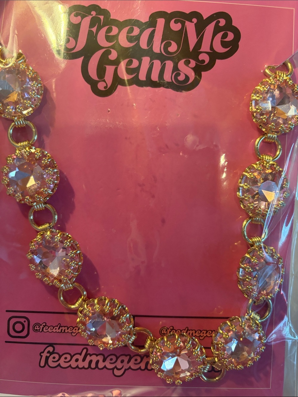 NEW Feed Me Gems Blush Pink “Gemini Necklace” - Picture 4 of 11